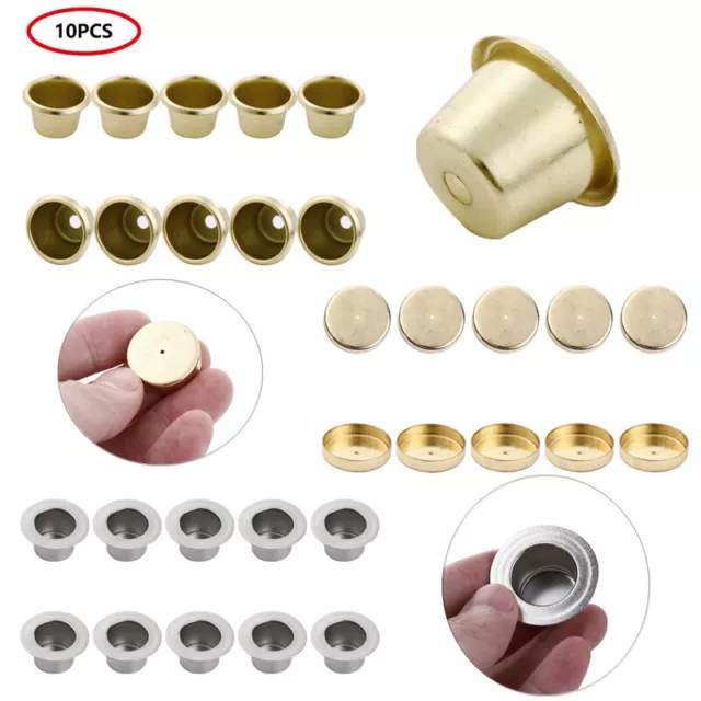 10x Metal Candle Cups Brass Color Finish Candle Holder for Lamp or Candle Making