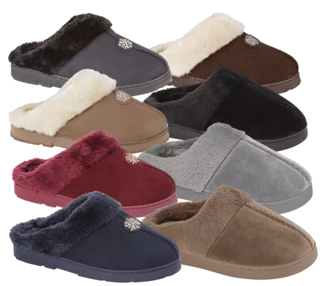 Ladies Luxury Faux Fur Warm Comfort Mule Slipper Loungewear Colourful 3 - 8