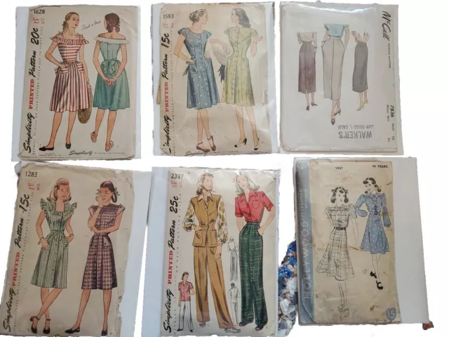 1940's vintage sewing patterns women lot