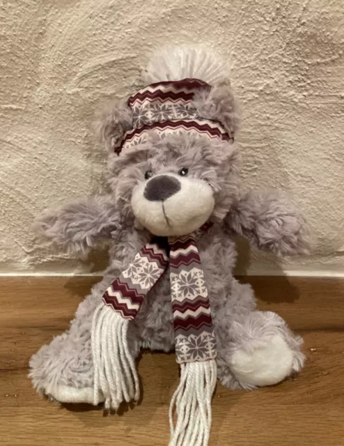 Polar-Bär, Plüsch-Teddy, Kuscheltier, Bär mit Mütze und Schal, ca. 22 cm - neu