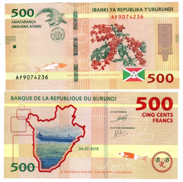 BURUNDI Afrique Billet 500 Francs  2018 P50 Crocodile  NEUF UNC