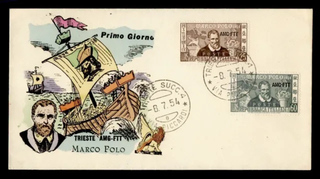 DR WHO 1954 ITALY AMG-FTT TRIESTE OVPT FDC MARCO POLO COMBO j43662