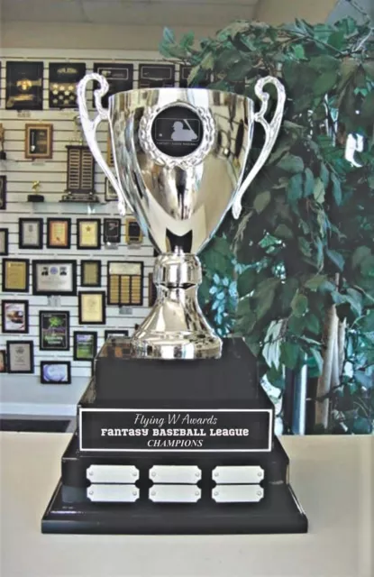 Fantasy Baseball Trophy 3 Tier Large Metal Cup Perpetual Award 38 Year M^dak113A