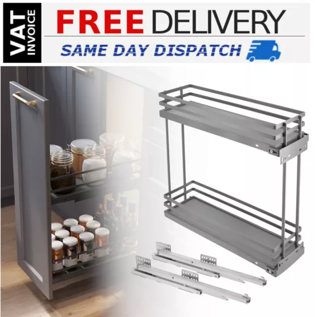 Soft Close Pull Out Wire Baskets Kitchen Storage for unit 150 200mm Anthracite