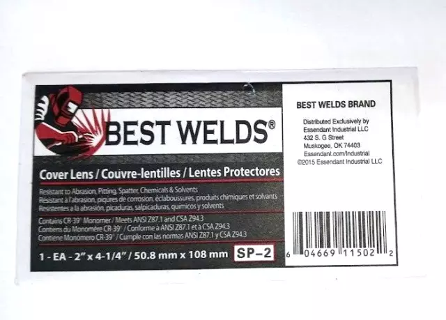 BEST WELDS 100% SP-2 Polycarbonate Cover Lens for Welding Helmet 2" x 4 1/4"