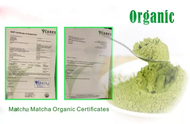 Matcha biologique de qualité A+ poudre de thé vert250g pur vert frais savoureux.