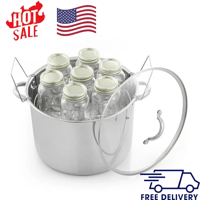 21.5-Qt Water Bath Canner Canner w/ jar lift rack ＆Canner Stainless Steel New