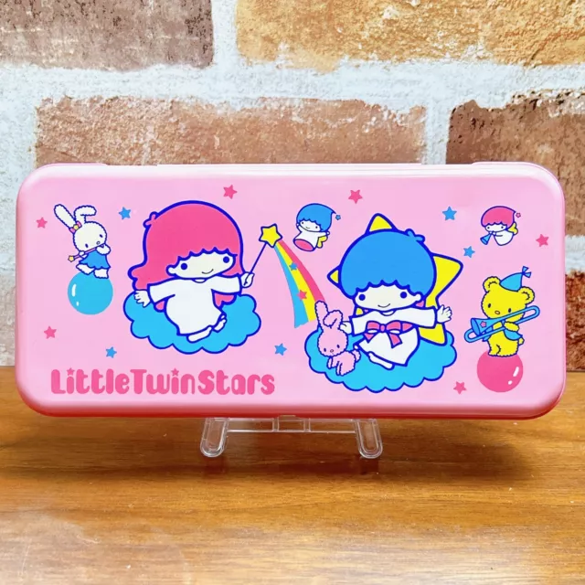 Vintage Sanrio Little Twin Stars Pencil Case Tin Box Pen Case Metal 1985 Pink