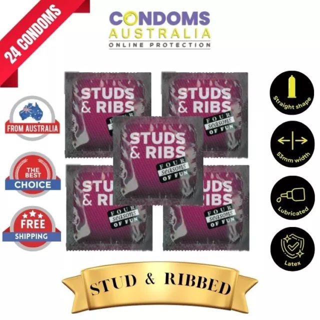 Four Seasons Studded n Ribbed Condoms Sensitive Fun Condom (24) Free Shipping