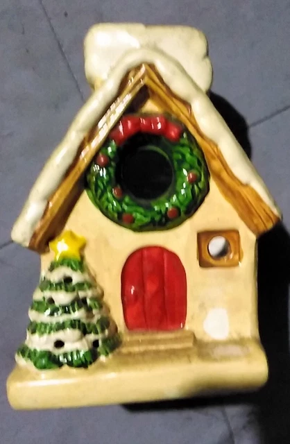 Vintage Porcelain Colonial Candle Christmas House. Tealight Candle Holder....