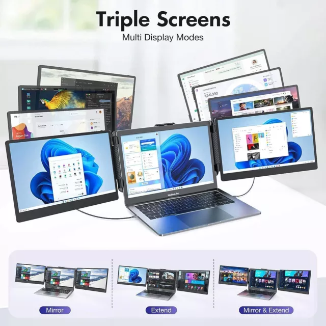 11,6 Zoll Dual Tragbarer Monitor Triple Extender Bildschirm 1080P IPS für Laptop 3