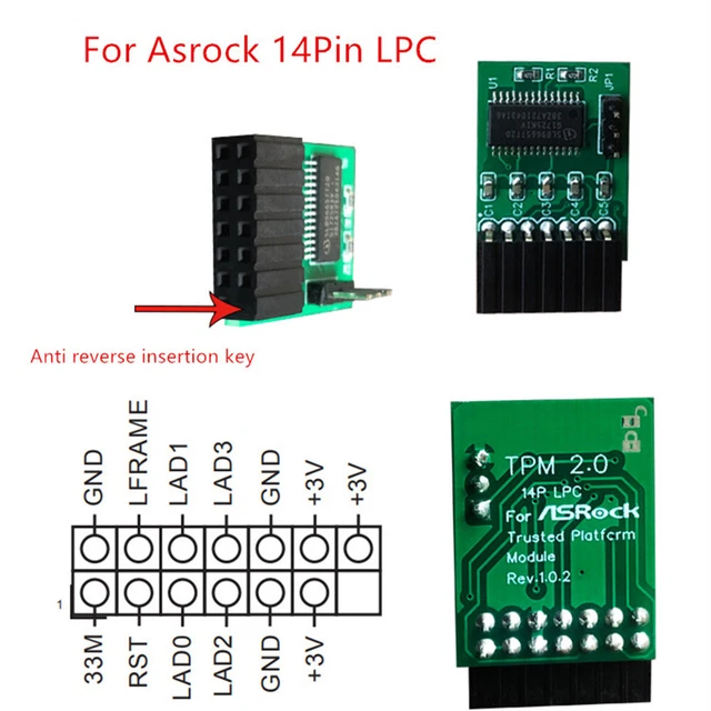 thumbnail image 2 of TPM 2.0 SECURITY Module Board Trusted Platform For ASROCK 14 PIN LPC 2 of 10