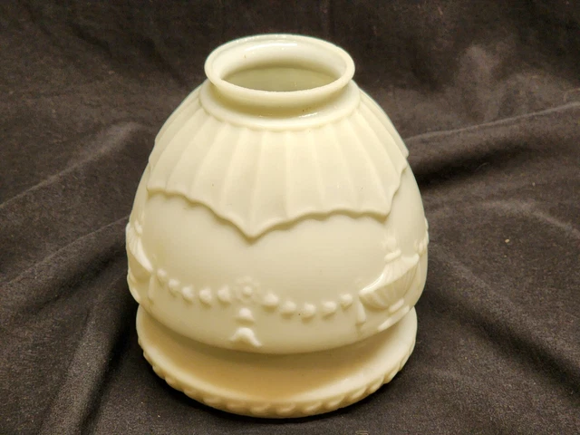 Antique Light Shade Victorian Glass Lamp Floral Frosted Embossed Satin White