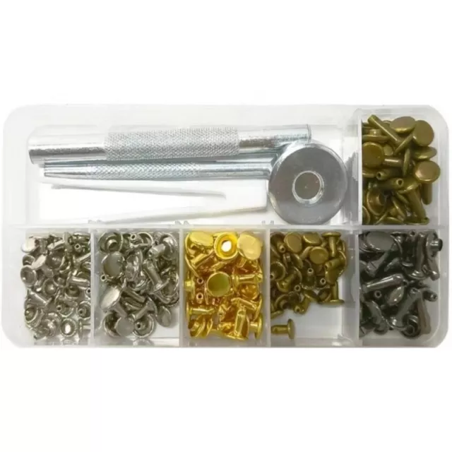 Leather Double Rivet Tubular Kit 120Sets for Leather Craft Making and Repair