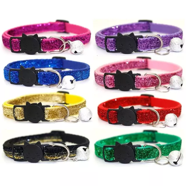 Cat Collar Safety Release Bell Kitten Collar Break Away Glitter Pet Collar UK