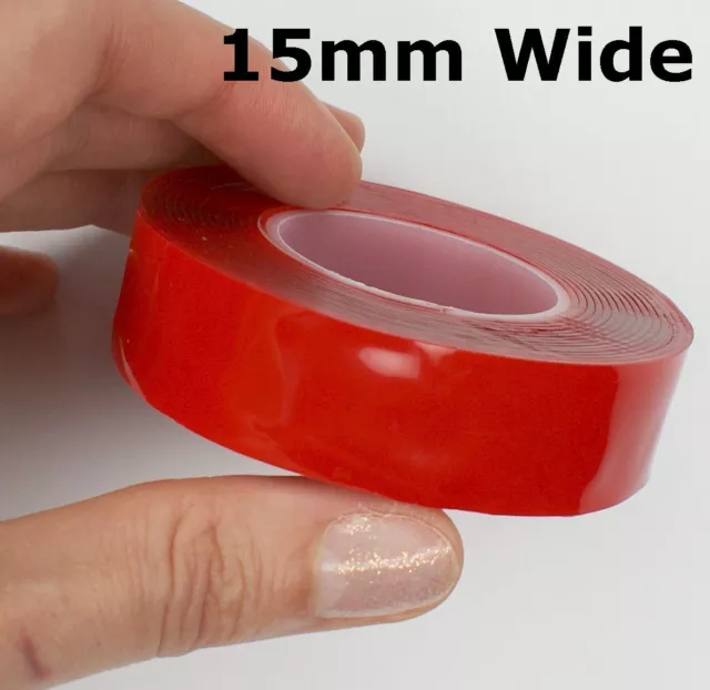Clear VHB DOUBLE SIDED TAPE ~ 15mm wide x 1mm thick ~ Self Adhesive Sticky Pads
