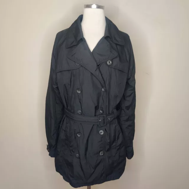THE NORTH FACE Trench Coat Rain Jacket Womens Large Belted Black Zip Up ...