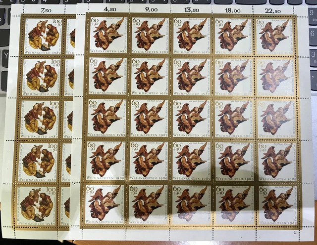 0054- BRD / BUND 2x Bogen Formnummer " 2" postfrisch Weihnachten 1989