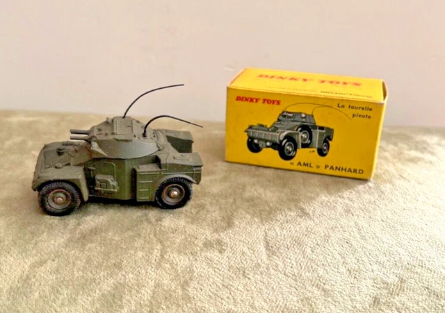 DINKY TOYS 814 AML PANHARD EN BOITE D'ORIGINE TRAIT NOIR COUPON CALE SACHET MIB