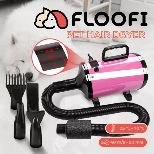 Floofi Low Noise Pet Hair Dryer Dog Grooming 2800W Blow Hairdryer Blower Pink