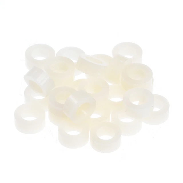 Nylon Redondo Espaciador Arandela 4mm ID 7mm OD 3mm para M4 Tornillos 25uds