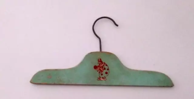 Vintage 1930's 10" Wooden Child's Hanger with Hand Painted Clown Design