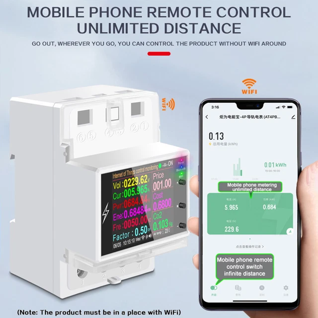 Relay Meter Switch ELECTRIC ENERGY METER Built-in Relay Switch Voltage Monitoring DIN-Rail ...
