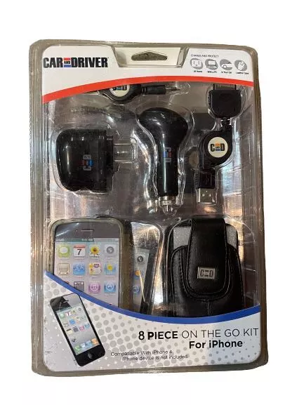 Due 8pcs Set Auto & Driver Kit Accessori per IPHONE 4 - Custodia,Caricatore,Cavi