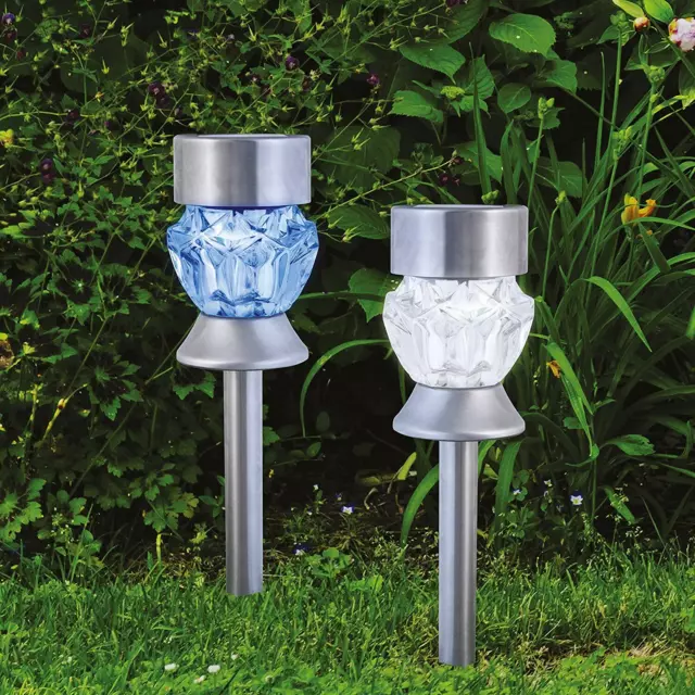 GardenKraft Garden Outdoor 2-in-1 Stainless Steel Solar Post & Table LED Lights 2