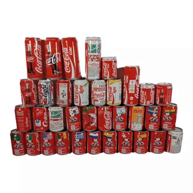 Lattine Di Coca Cola Anni 90 Modelli Da Collezione Usati, Lotto Di 35 Barattoli