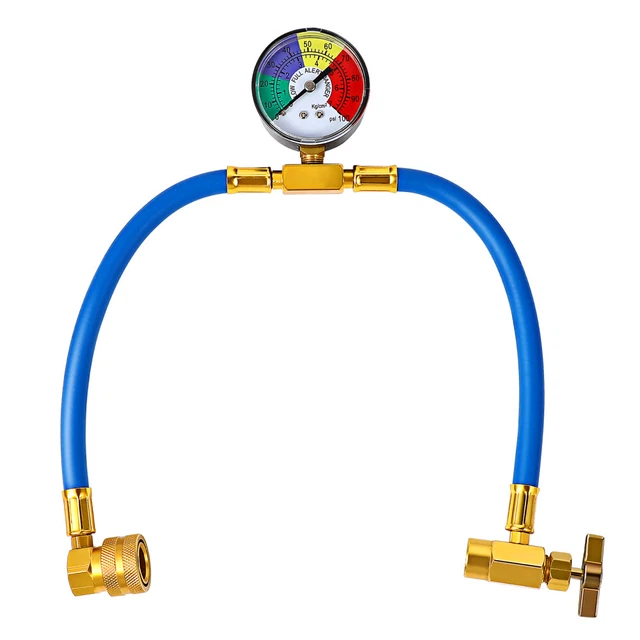 Kit Tubo Di Ricarica Refrigerante Per Auto - Manometro Bassa Pressione R134A R12, Con Valvola Sicurezza 1/2" - Foto 4