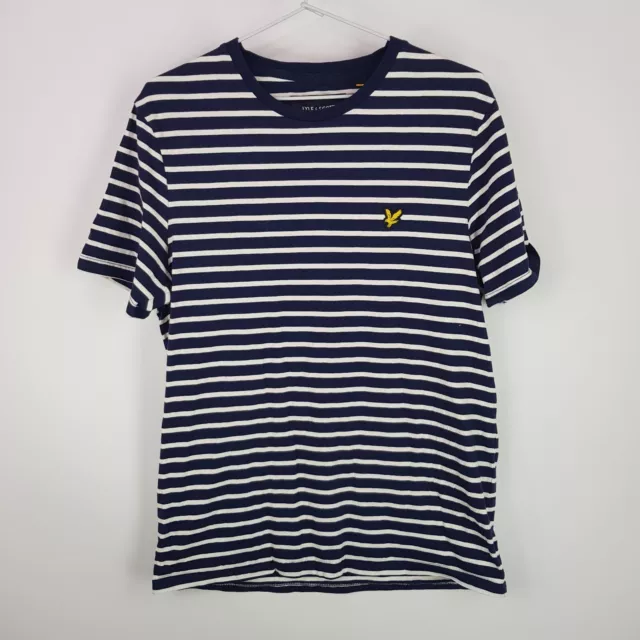 Lyle & Scott Shirt Mens M Blue White Striped Embroidered Logo Regular Fit