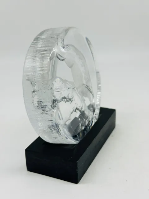 Matts Jonasson Crystal Bird on branch sculpture paperweight signed swedish 9cm 2