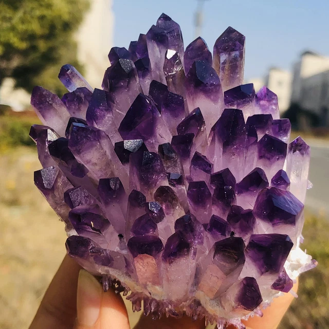 280g New Find purpl Phantom Quartz Crystal Cluster Mineral Specimen Healing 9