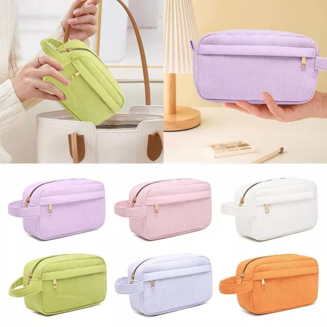 Corduroy Cosmetic Bag Large Capacity Makeup Organizer Pouch Makeup Bag  Travel