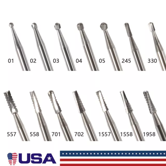 10 PCS Dental Carbide Burs Tungsten Steel Bur FG High Speed Midwest Type