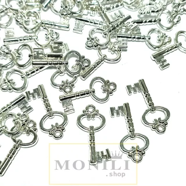 1000pz charm chiave tono argento ciondolo terminale