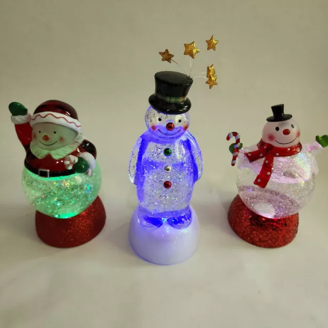 HALLMARK Remolino GLOBO DE NIEVE Cambio de color Remolinos Snowman LOTE DE 3