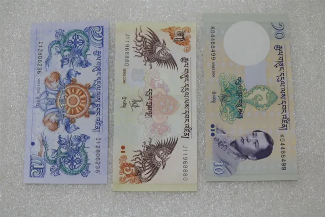 Bhutan - 3 Old Banknotes B27 #811
