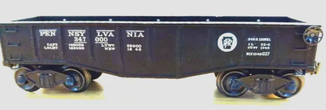 LIONEL 2452  GONDOLA -1945- Flying Shoes, Black Fiber Boards, 8 Deep Dish Wheels