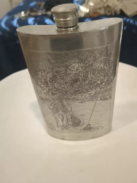 Vintage Orvis Trout Fishing 8 oz Hip Flask (Sheffield England)