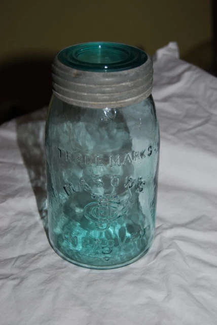 TRADEMARKS MASON'S CFJCo IMPROVED  aqua quart mason jar