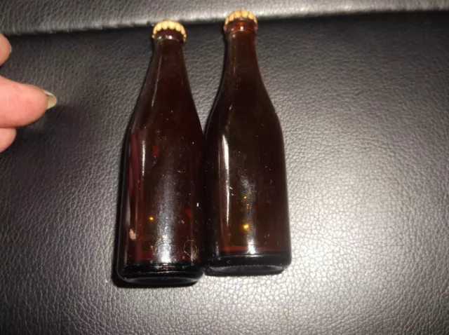 2 X Vintage Miniature Bottles Guinness Two Different Labels With Caps 2