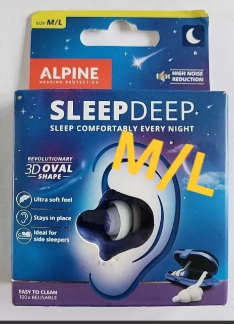 Alpine SleepDeep Sleeping Earplugs Sleep Silence Silent Earplugs Ear Plugs M/L