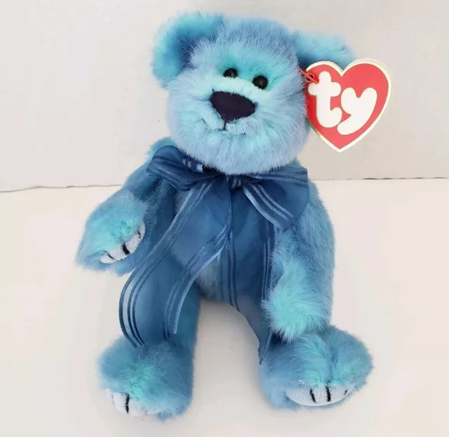 Ty Beanie Babies - AZURE ATTIC TREASURE blue bear / stuffed toy / plush / teddy