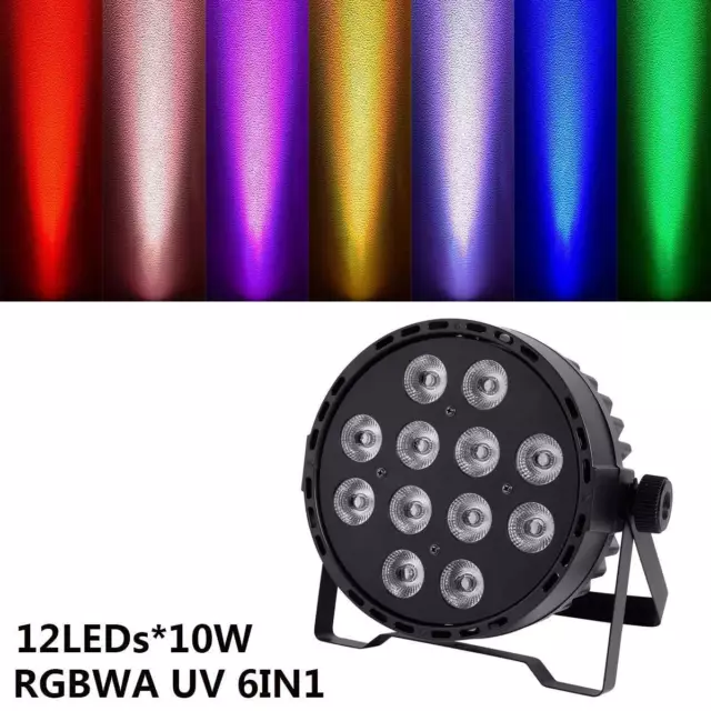 TCFUNDY 120W RGBWA UV LED Par 64 Light DMX Stage Lighting DJ Par Can Light