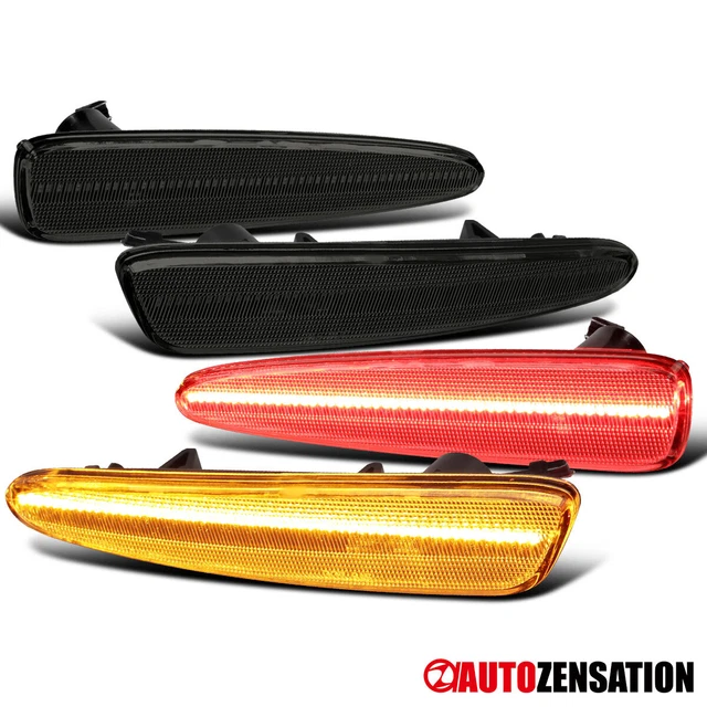 4PC Fit 2005-2013 Chevy Corvette C6 Front+Rear Smoke Lens LED Side Marker Lights