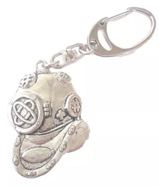 Diving Helmet Handcrafted from Solid Pewter In the UK Key Ring - PAG