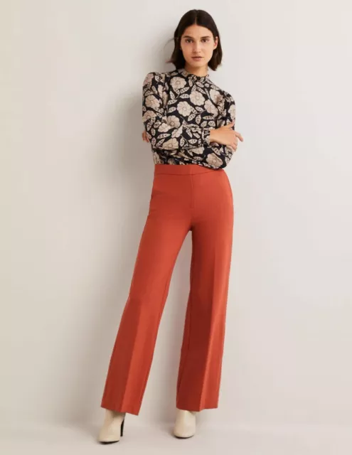 BODEN Westbourne Ponte Trousers UK Size 14R Chilli Oil Wide Leg Stretch NWT