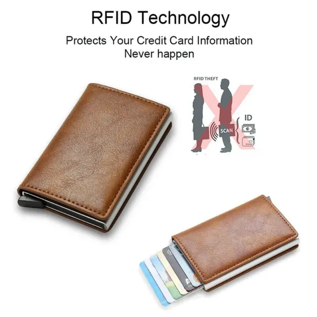 LEATHER  Mens Wallet RFID Blocking Purse Slim ID Credit Card Holder. Black